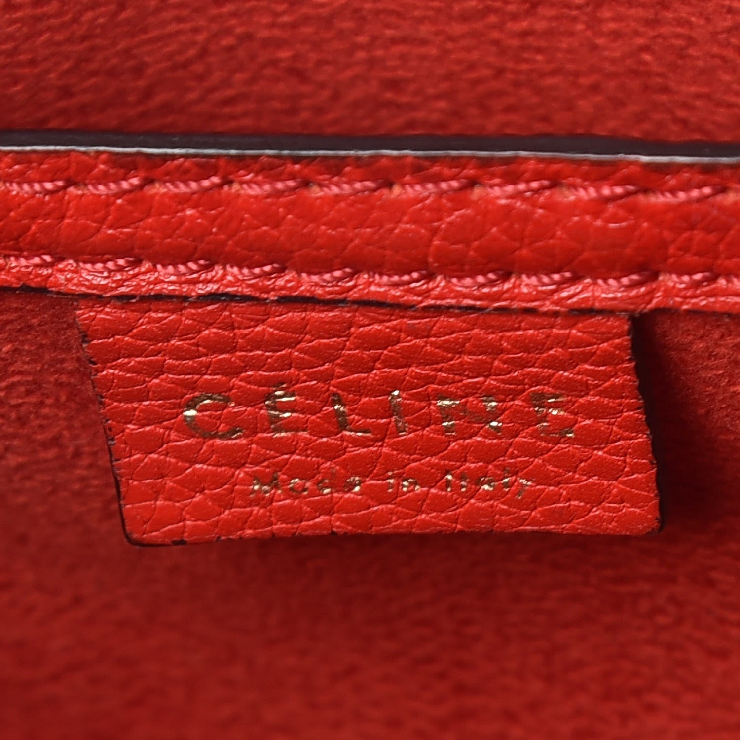 Celine Drummed Calfskin Nano Luggage Coquelicot 8 of 14