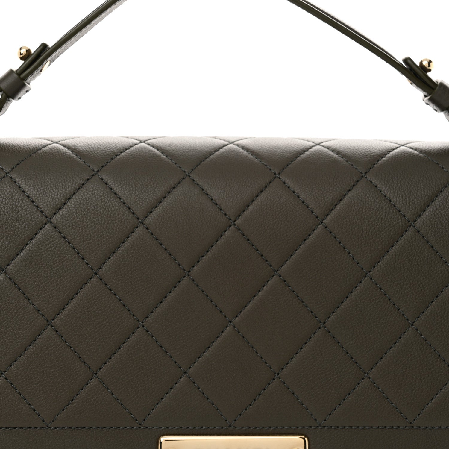 Chanel Grained Calfskin Quilted Large Label Click Flap Bag Khaki Khaki 8 of 11