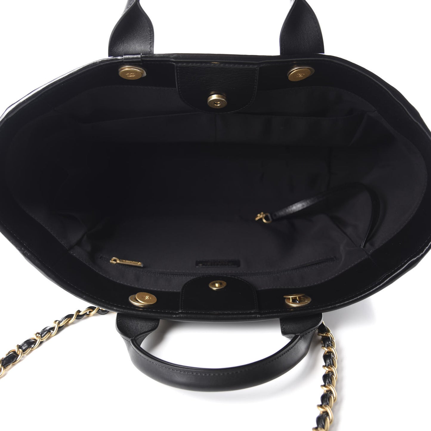 Aged Calfskin Medium Charms Deauville Tote Black