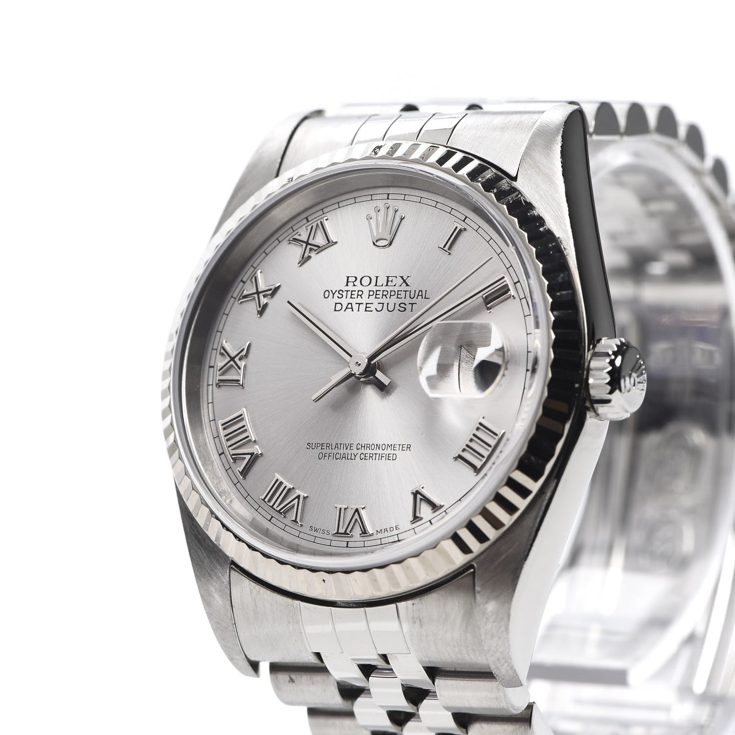 Stainless Steel 18K White Gold 36mm Oyster Perpetual Datejust Watch Silver 16234