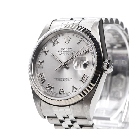 Rolex Stainless Steel 18K White Gold 36mm Oyster Perpetual Datejust Watch Silver 16234 7 of 8