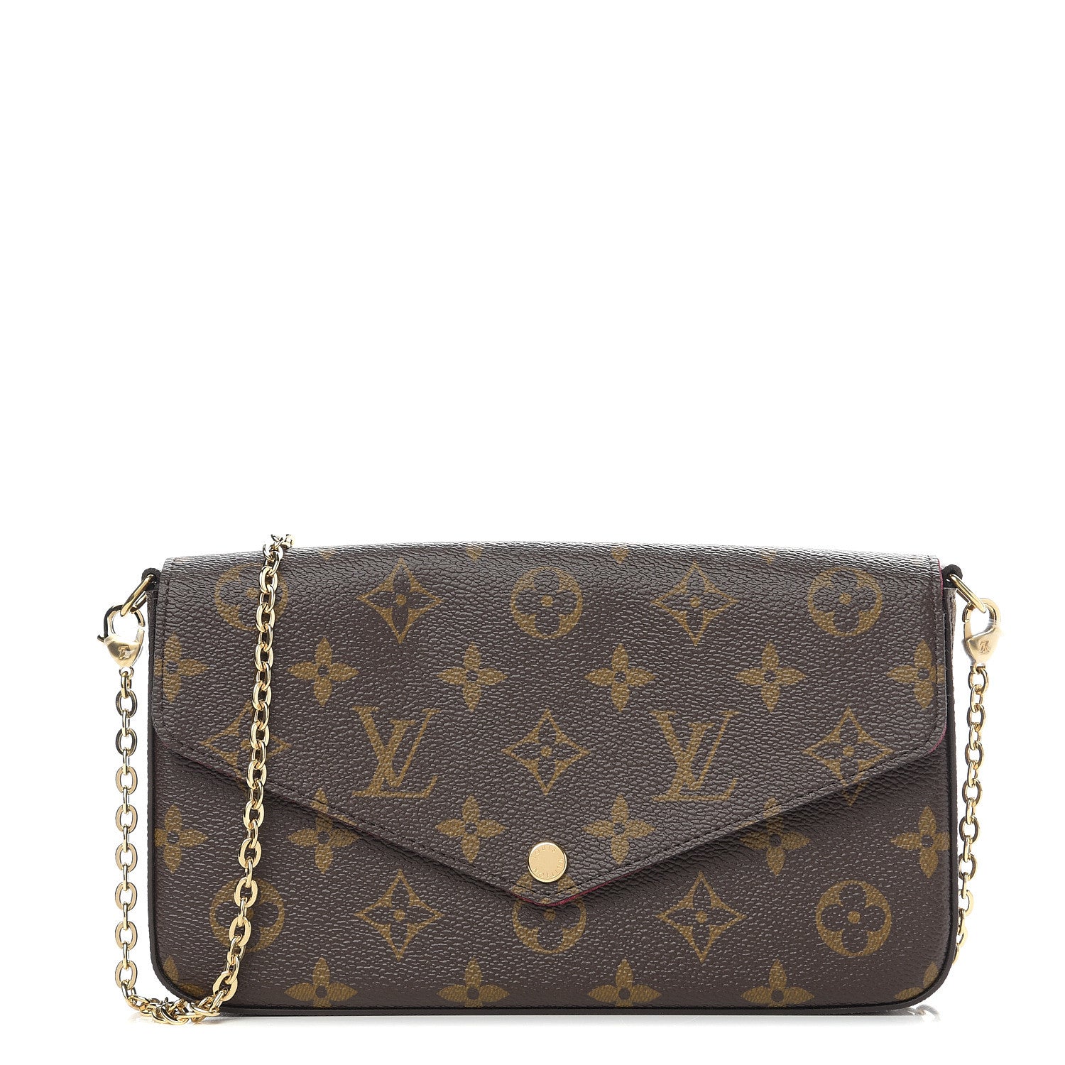 Louis Vuitton Monogram Pochette Felicie Chain Wallet Fuchsia 1 of 9