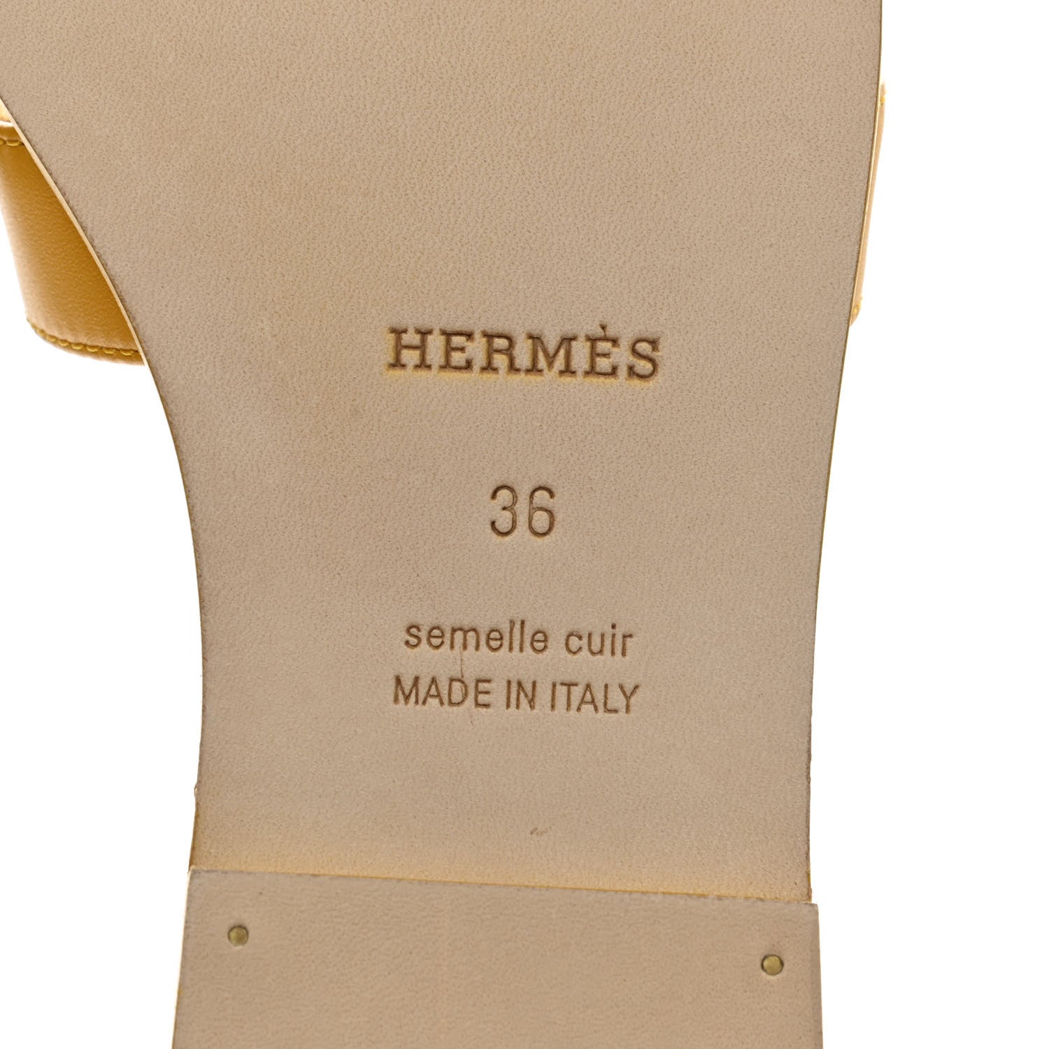 Hermes Calfskin Oran Sandals 36 Jaune Topaze 8 of 9