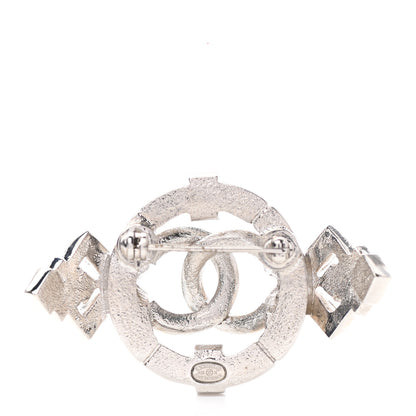 Chanel Crystal CC Brooch Silver Green 4 of 5