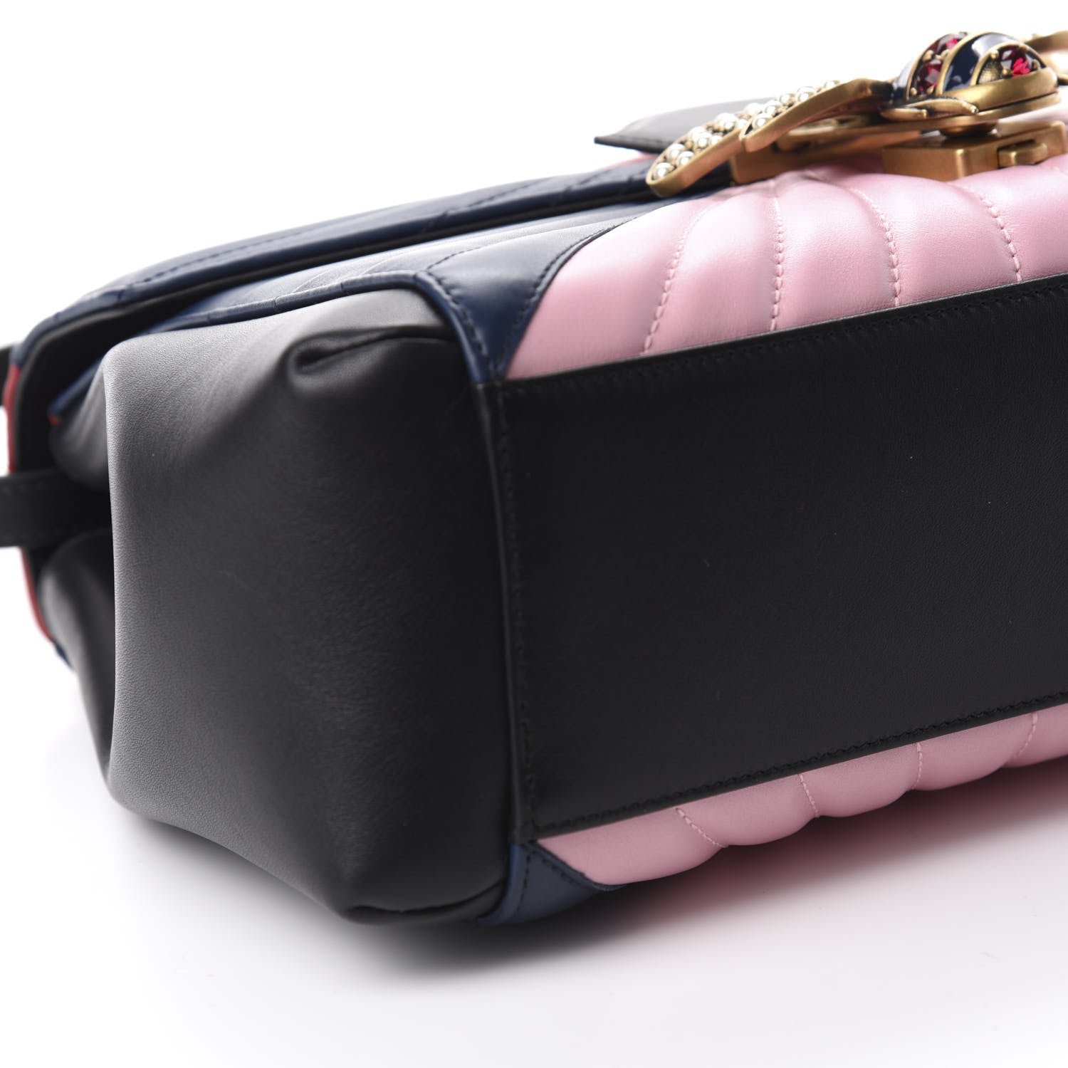 Gucci Calfskin Bamboo Trapuntata Queen Margaret Top Handle Bag Blue Agata Hibiscus Red Mystic White Sugar Pink 5 of 10