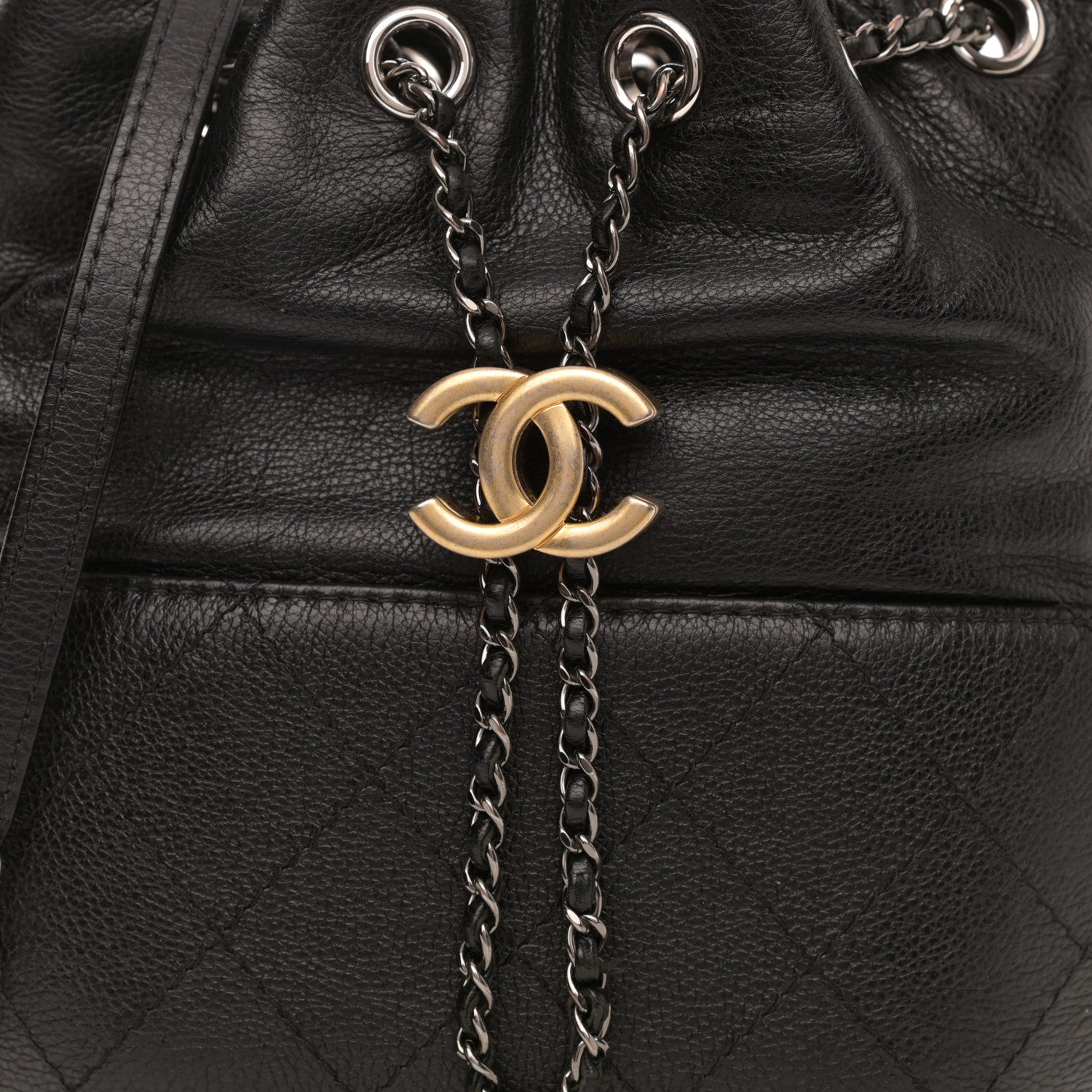 Chanel Calfskin Quilted Small Gabrielle Bucket Black 3 of 10