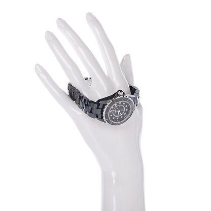 Chanel Stainless Steel Ceramic Diamond 33mm J12 Quartz Watch Black 2 of 7
