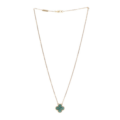 Van Cleef & Arpels 18K Yellow Gold Malachite Vintage Alhambra Pendant Necklace 3 of 8