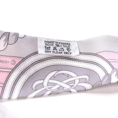 Hermes Silk Grande Tenue Twilly Scarf Rose Pale Gris Perle Blanc 3 of 5