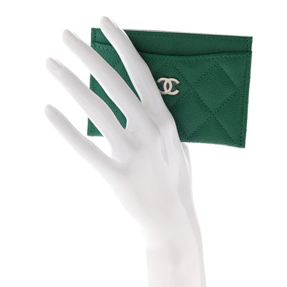 Chanel Caviar Quilted Card Holder Green 2 of 8