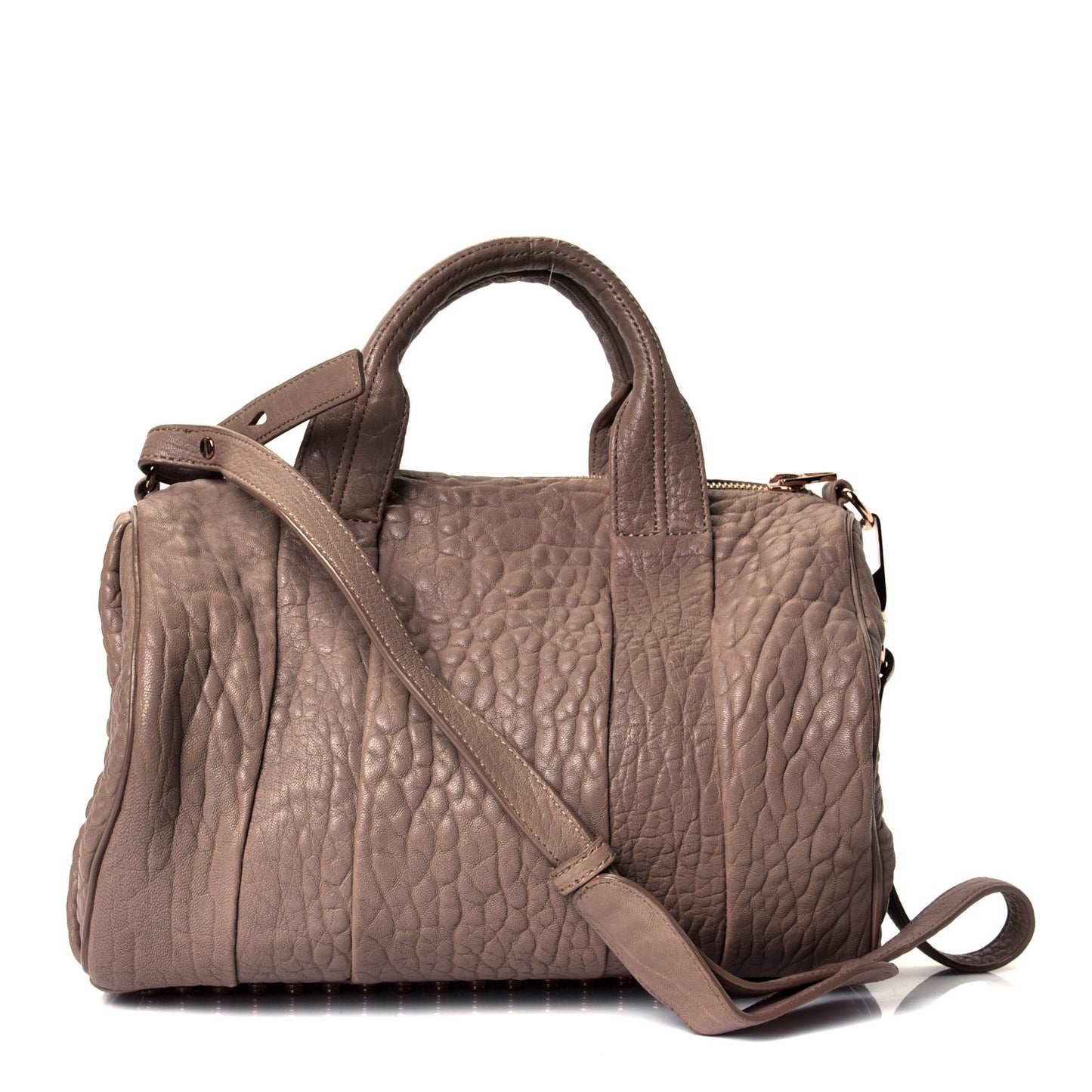 Pebbled Lambskin Rocco Latte Rose Gold Hardware