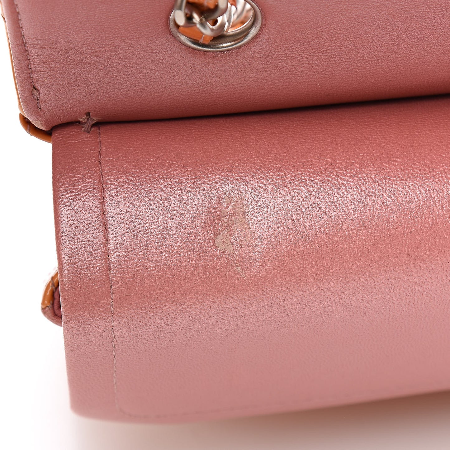 Patent Quilted Medium Double Flap Orange