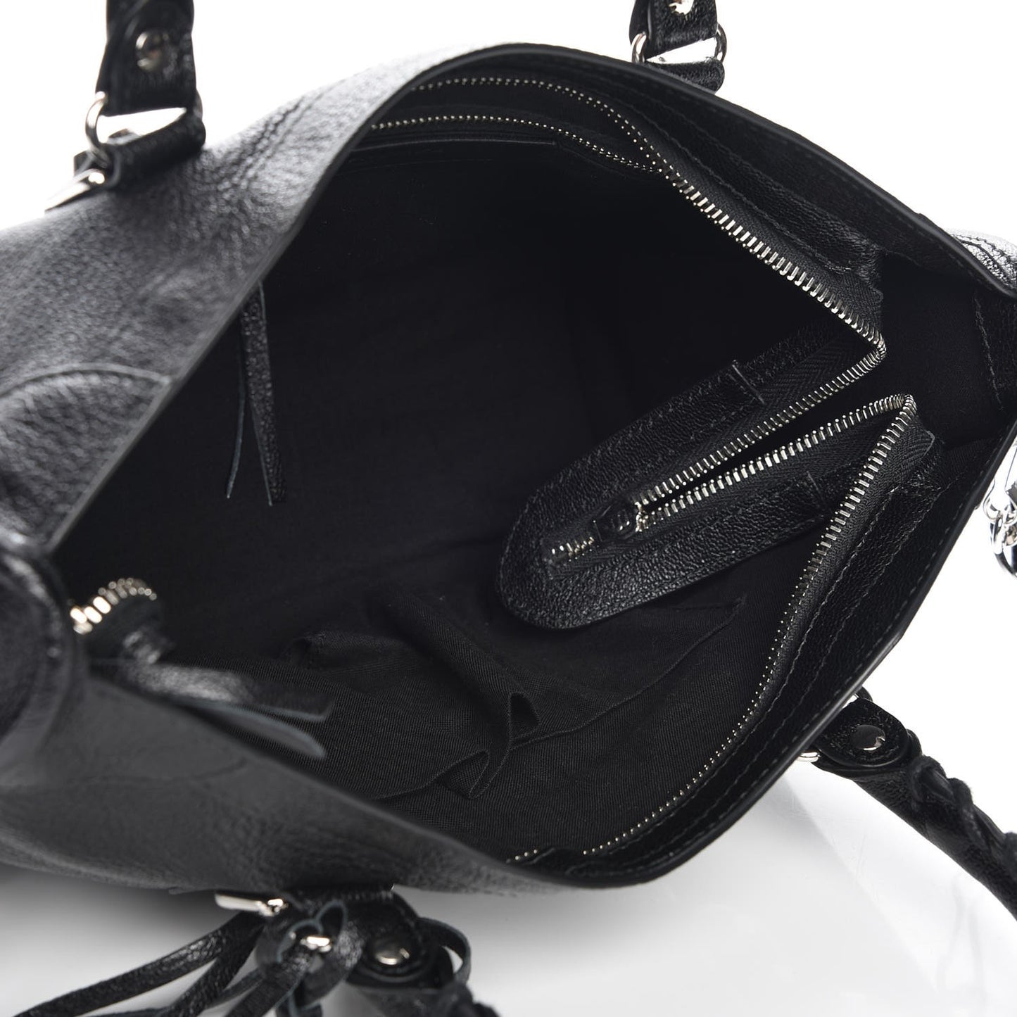 Chevre Silver Metallic Edge Hardware S City Black