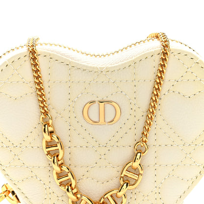Christian Dior Calfskin Cannage Dioramour Caro Heart Pouch With Chain White 8 of 8