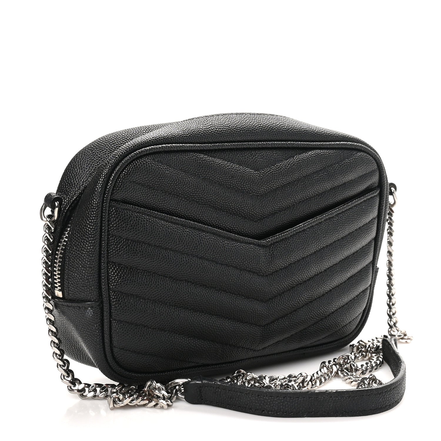 Saint Laurent Grain De Poudre Matelasse Monogram Mini Lou Camera Bag Black 2 of 10