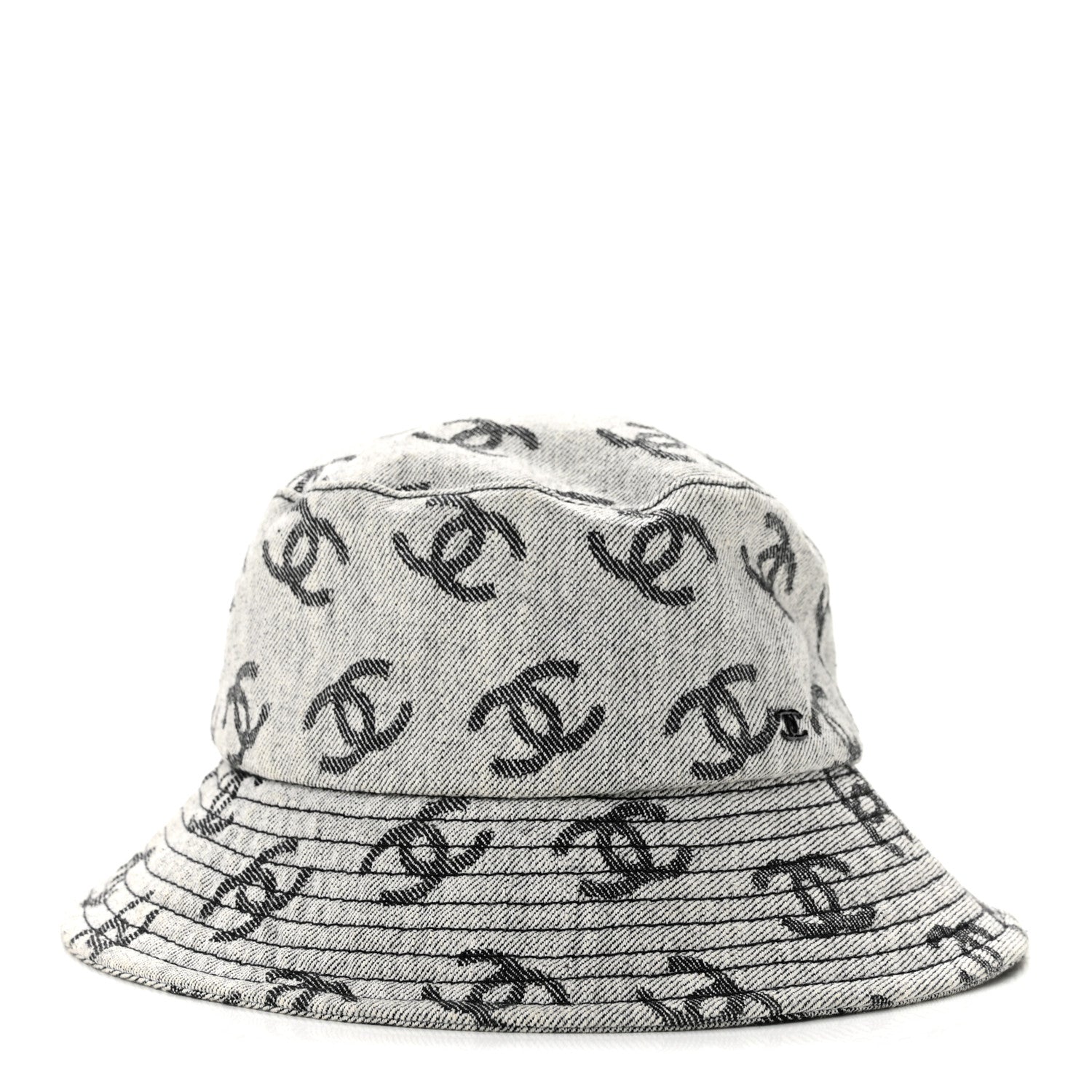 Chanel Denim CC Bucket Hat M White Black 3 of 10