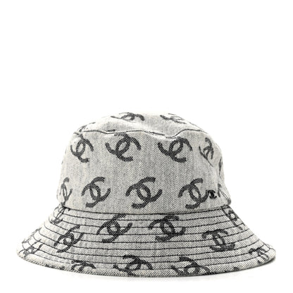 Chanel Denim CC Bucket Hat M White Black 3 of 10