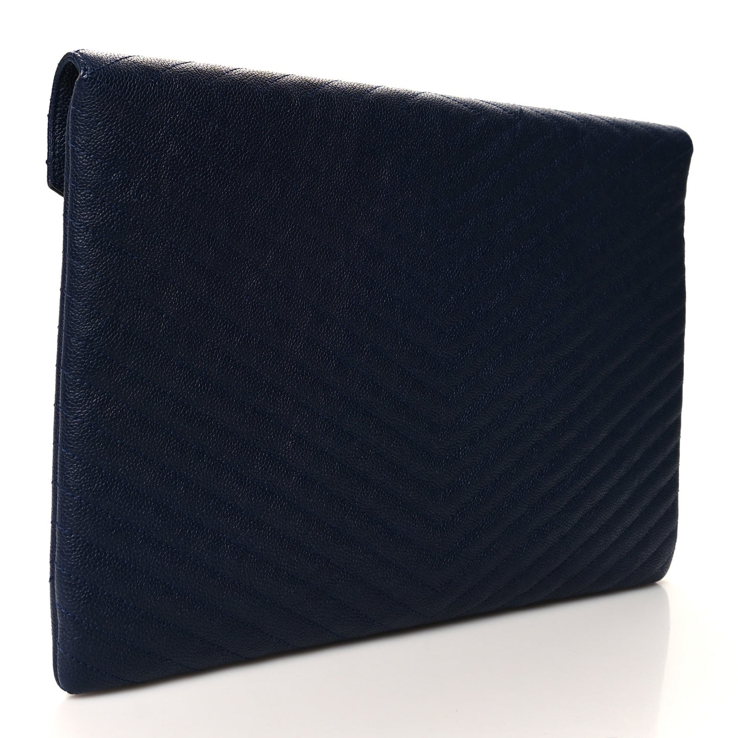 Caviar Chevron Quilted Large Statement Pouch Navy