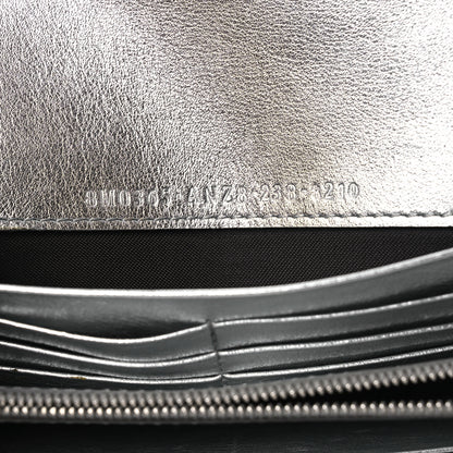Fendi Metallic Calfskin Continental Wallet On Chain Argento 7 of 14