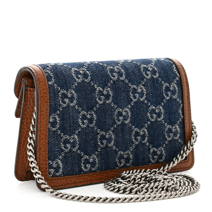 Gucci New Denim GG Monogram Dollar Calfskin Enamel Super Mini Dionysus Shoulder Bag Blue Tea Cuir Epilog Electric Blue 3 of 11