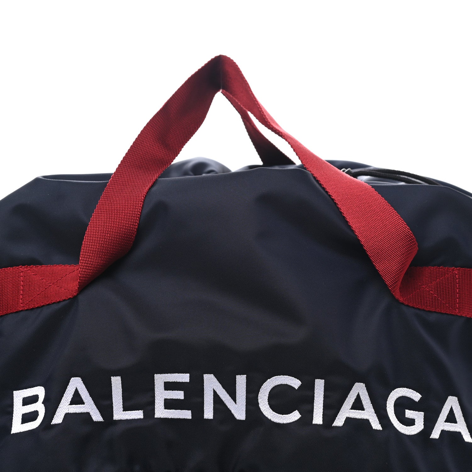 Balenciaga Textured Sport Nylon Logo Embroidered S Wheel Gym Bag Bleu Navy Rouge 7 of 9