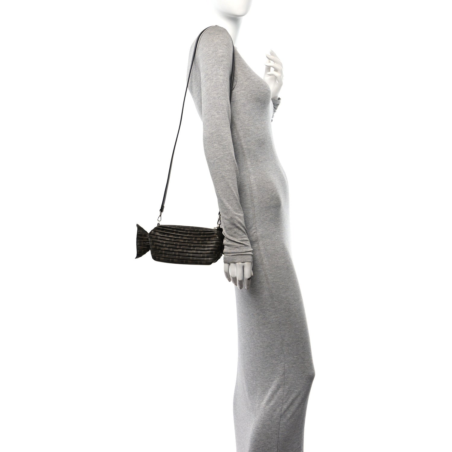 Fendi Glazed Fabric FF Pleated Candy Bag Brown 2 of 10