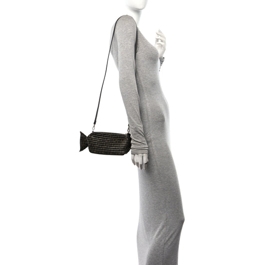 Glazed Fabric FF Pleated Candy Bag Brown