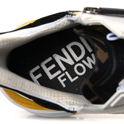 Fendi X SARAH COLEMAN Nylon Suede Lycra FF Vertigo Mens Fendi Flow Low Top Sneakers 11 Yellow Black 10 of 11