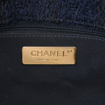 Chanel Tweed Quilted Large Chanel 19 Flap Navy Blue 6 of 11