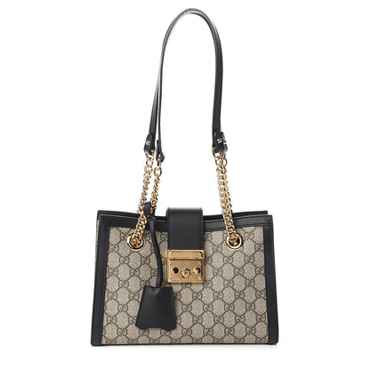 Gucci GG Supreme Monogram Small Padlock Tote Black 1 of 9