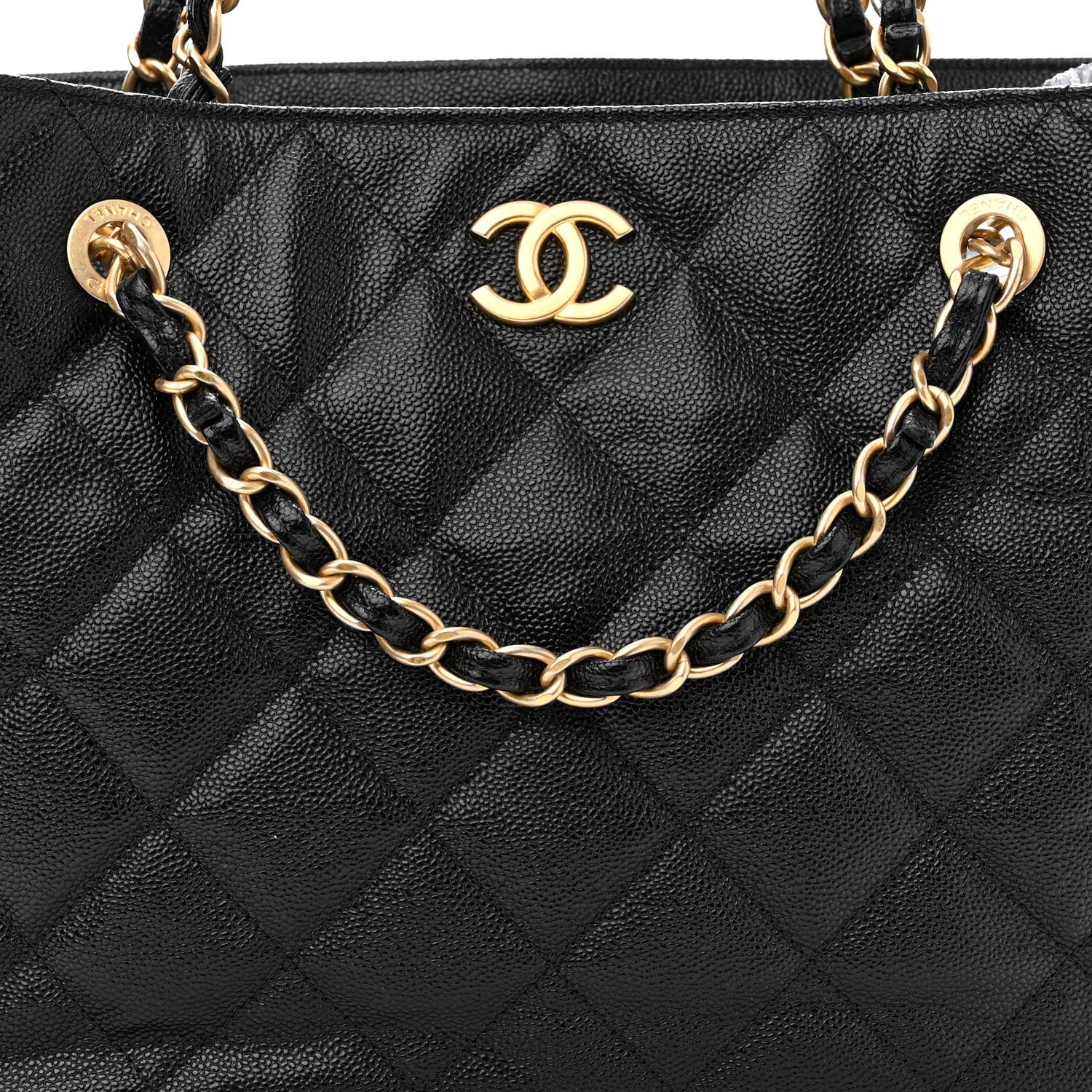 Chanel Caviar Quilted Small Shopping Tote Black 7 of 9