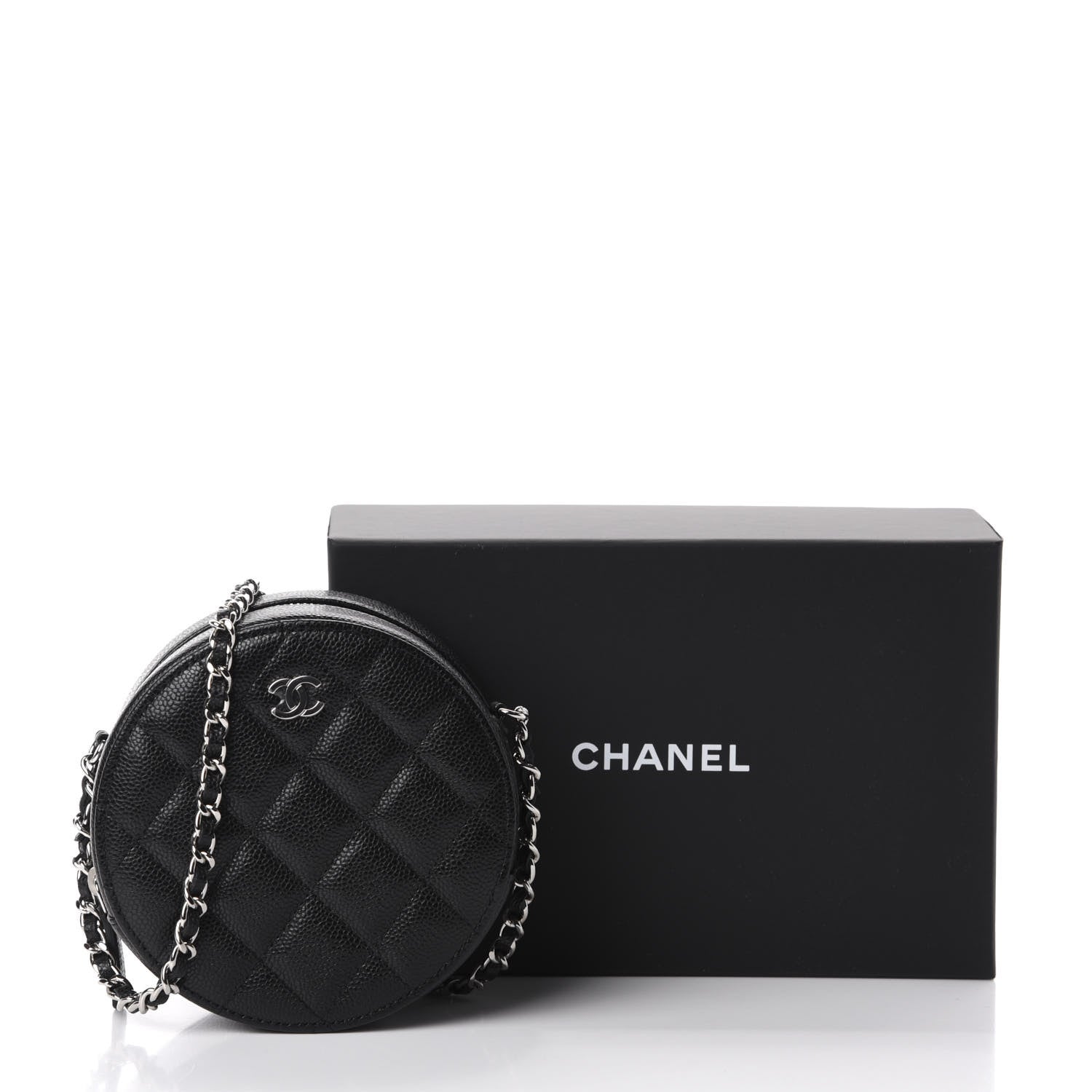 Chanel Caviar Quilted Round Clutch With Chain Black 11 of 11