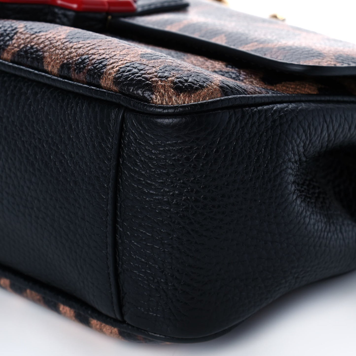 Calfskin Leopard Print Lucia Shoulder Bag Black