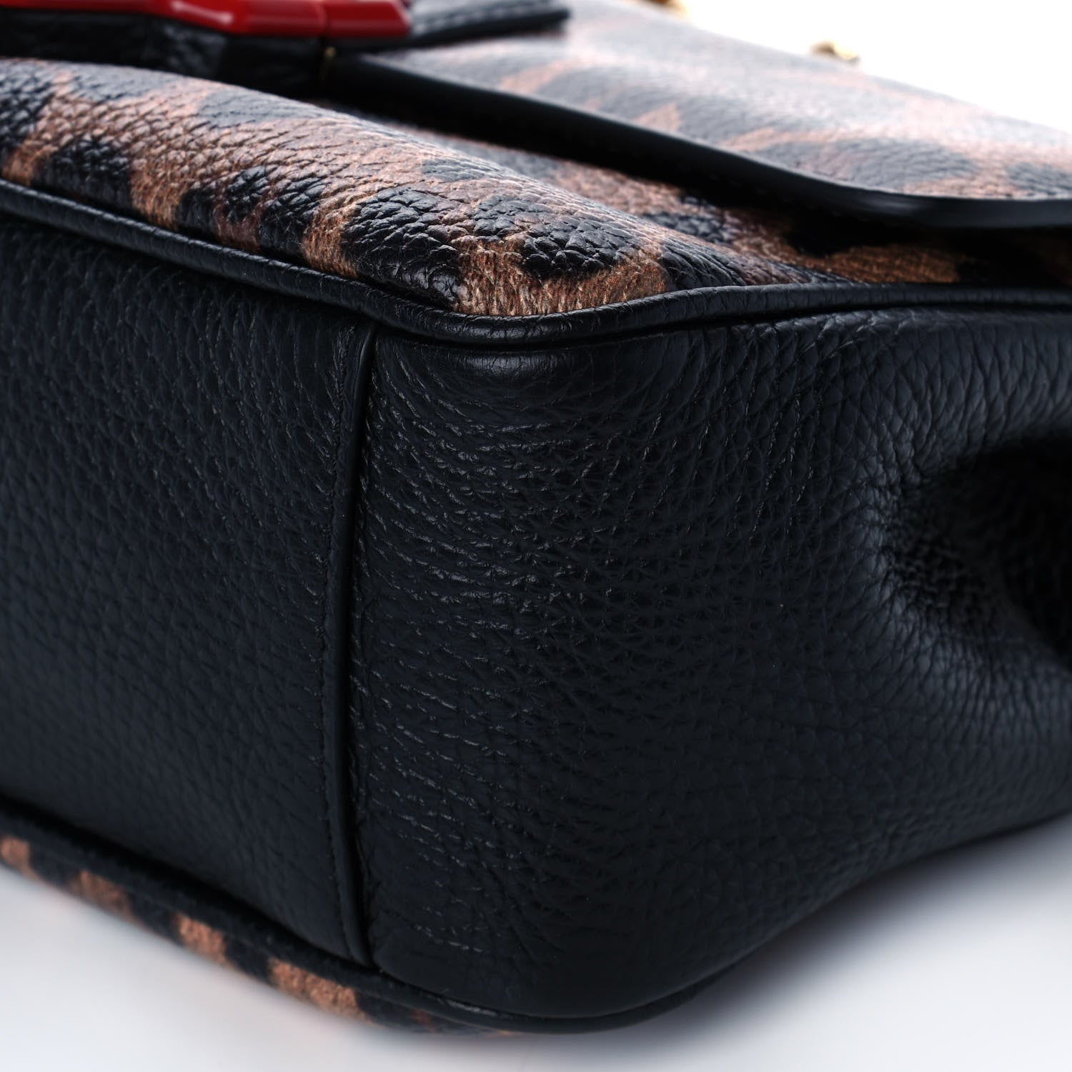 Dolce & Gabbana Calfskin Leopard Print Lucia Shoulder Bag Black 10 of 10