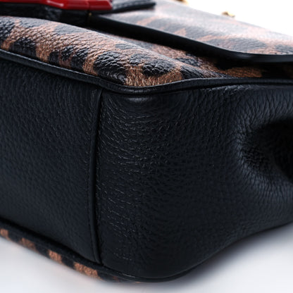 Dolce & Gabbana Calfskin Leopard Print Lucia Shoulder Bag Black 10 of 10