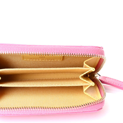 Chanel Lambskin Quilted Zip Around Coin Purse Wallet Pink Yellow 8 of 8