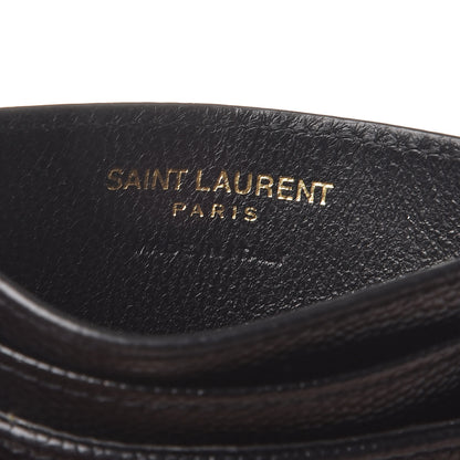 Saint Laurent Grain De Poudre Matelasse Chevron Monogram Credit Card Case Black 5 of 9
