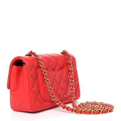 Chanel Lambskin Quilted Mini Rectangular Flap Red 3 of 10
