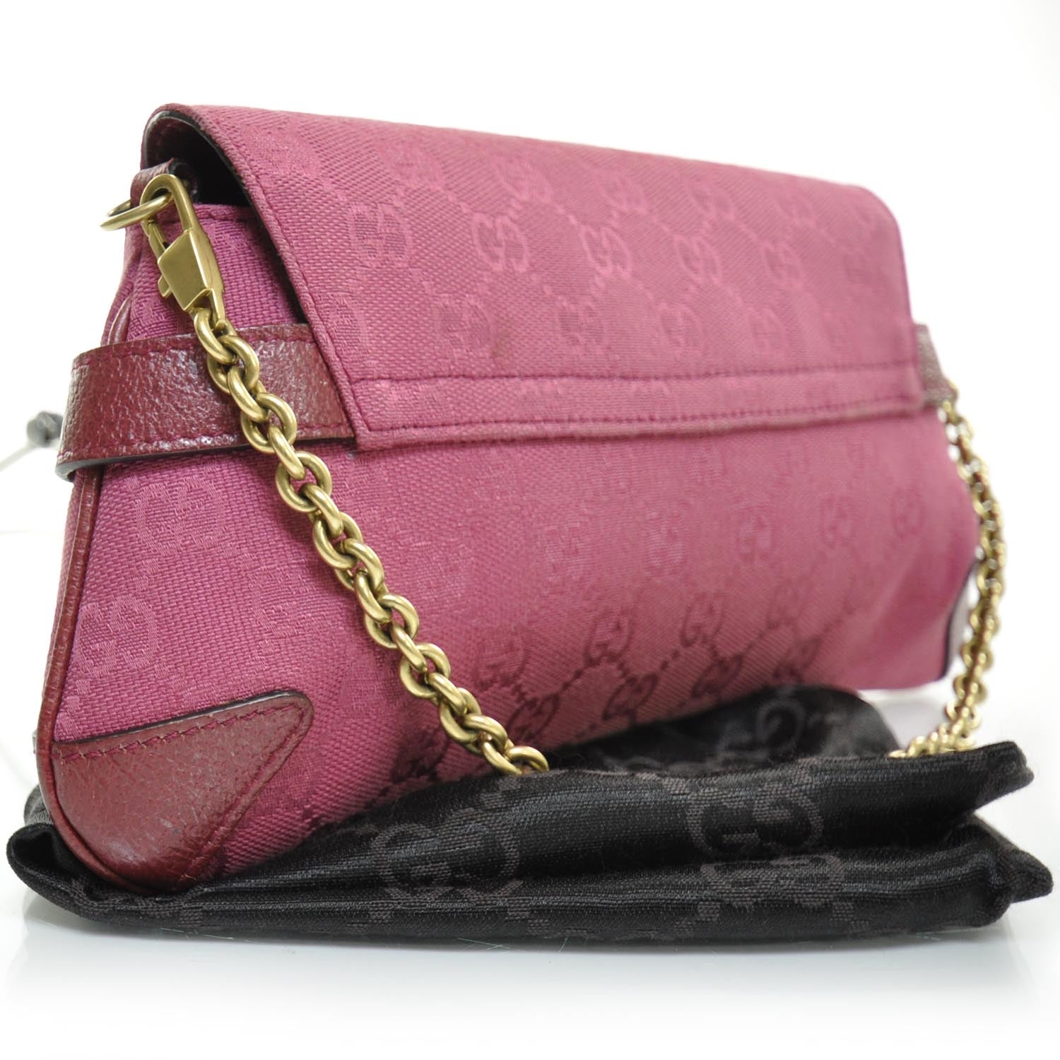 Gucci Monogram Horsebit Clutch Pink 2 of 9