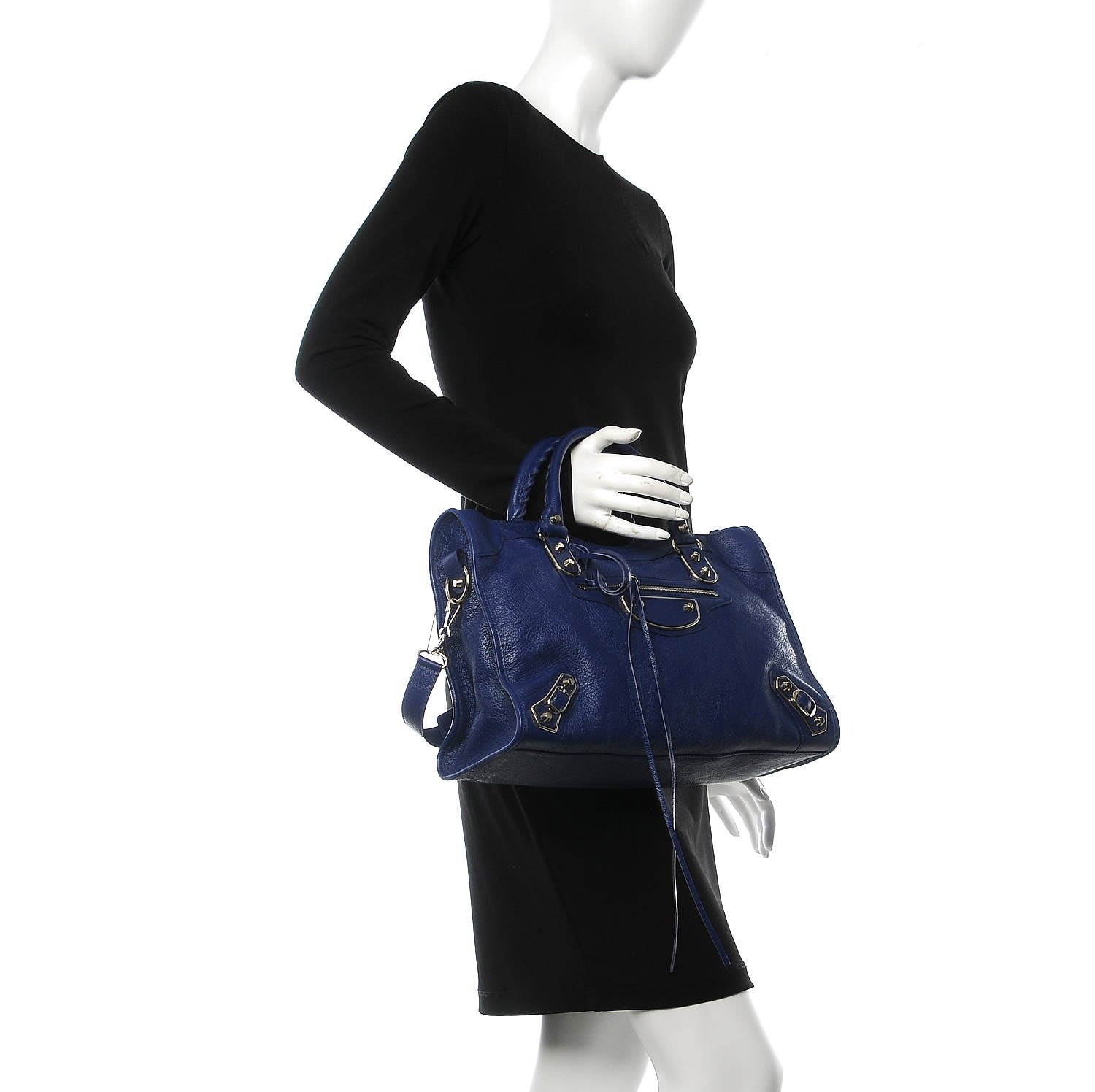Balenciaga Chevre Gold Metallic Edge Hardware City Bleu Roi 2 of 8