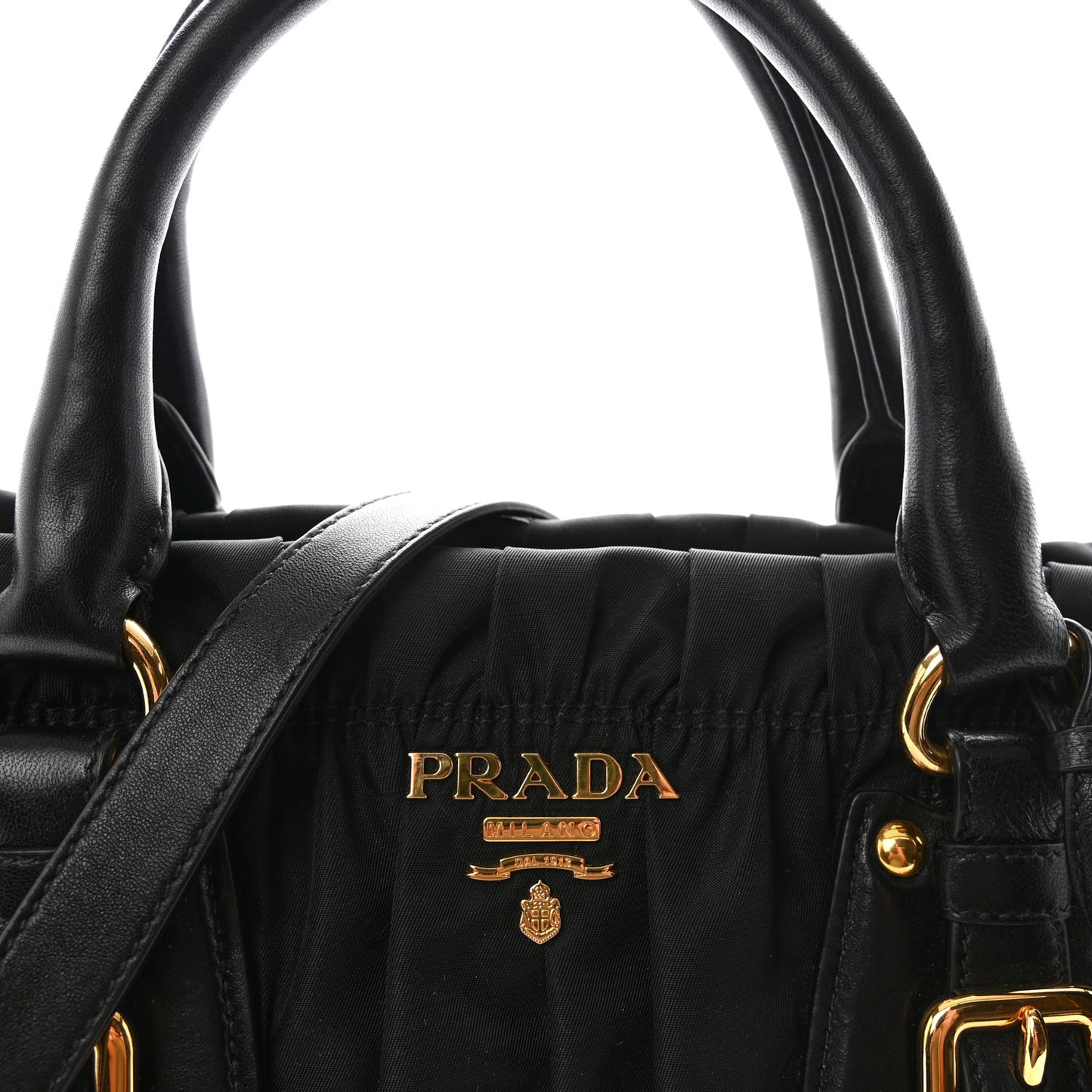 Tessuto Nylon Gaufre Shopping Satchel Black