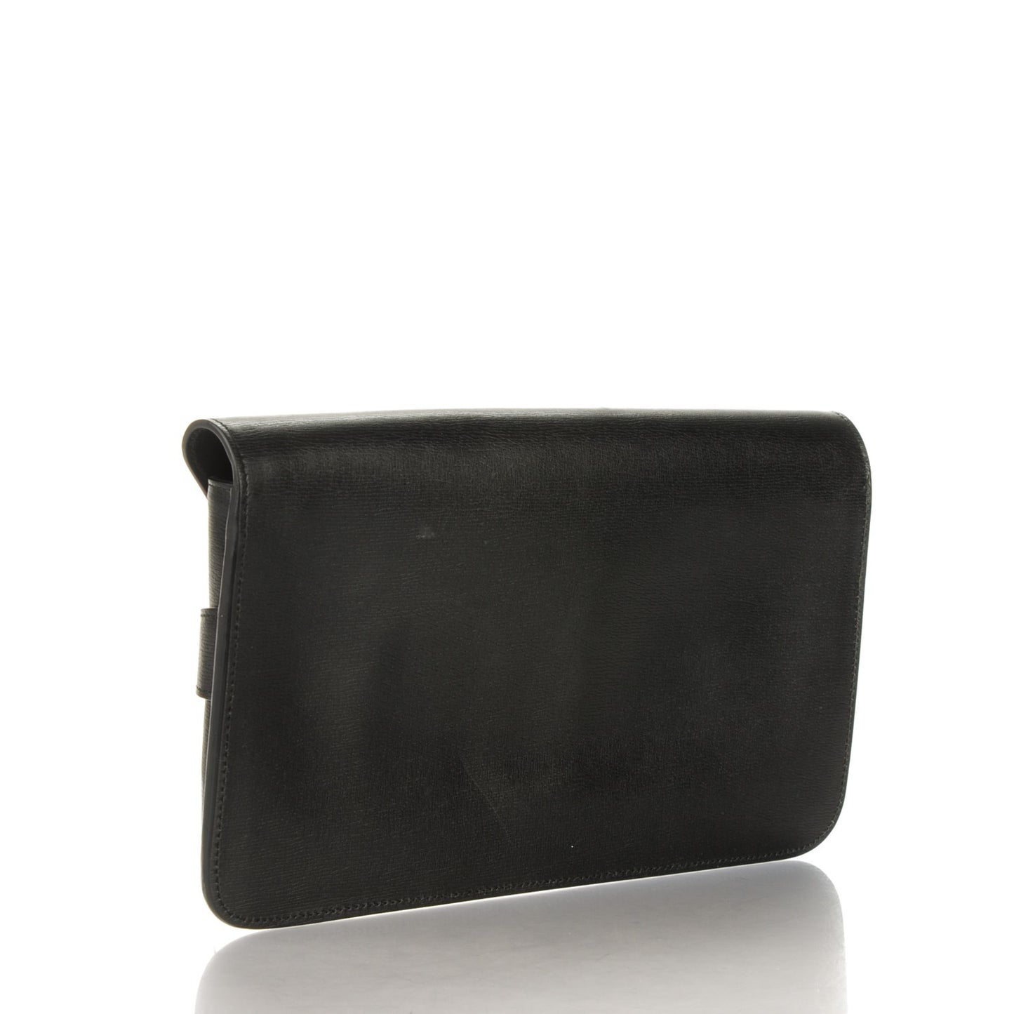 Calfskin Large Bright Bit Clutch Black