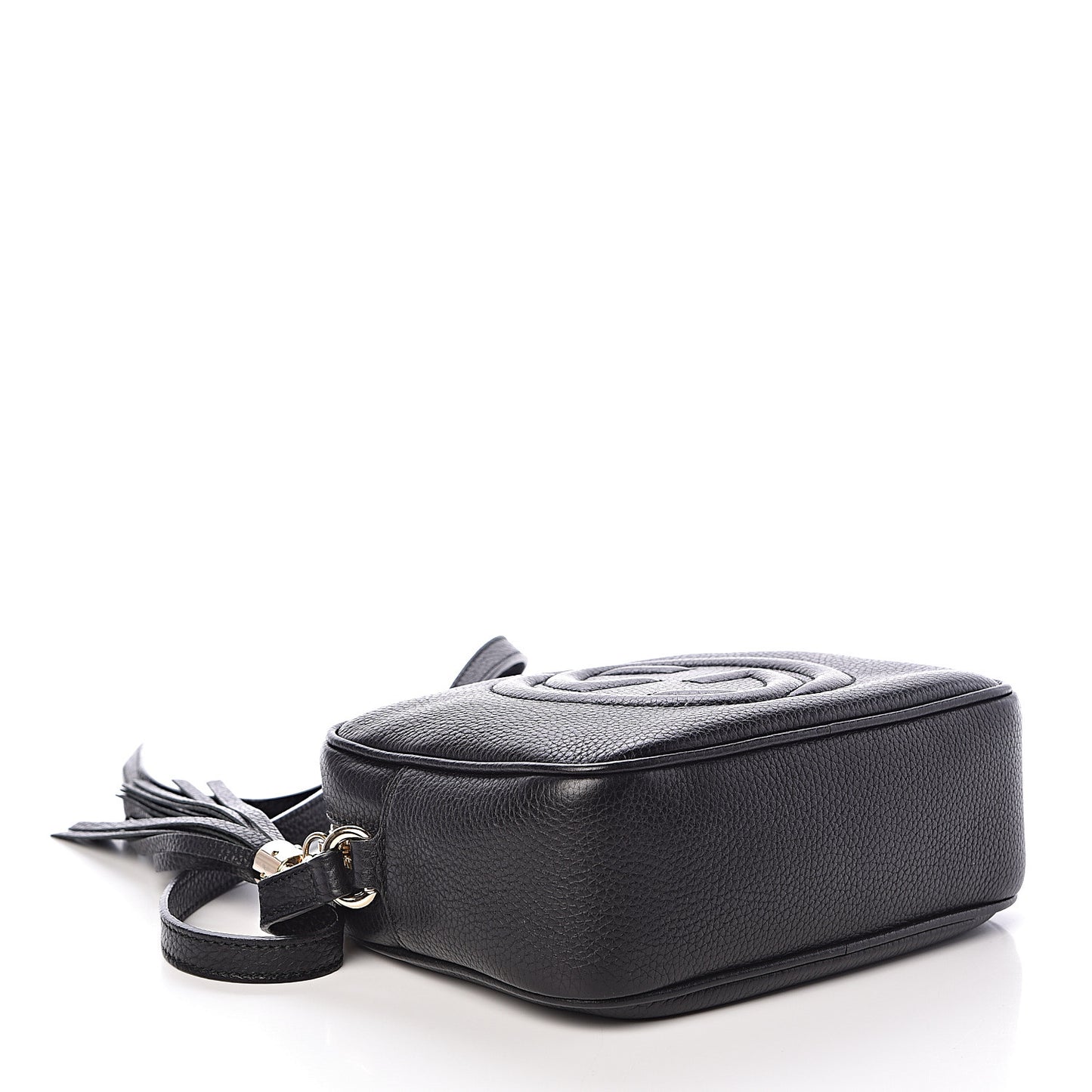 Pebbled Calfskin Small Soho Disco Bag Black