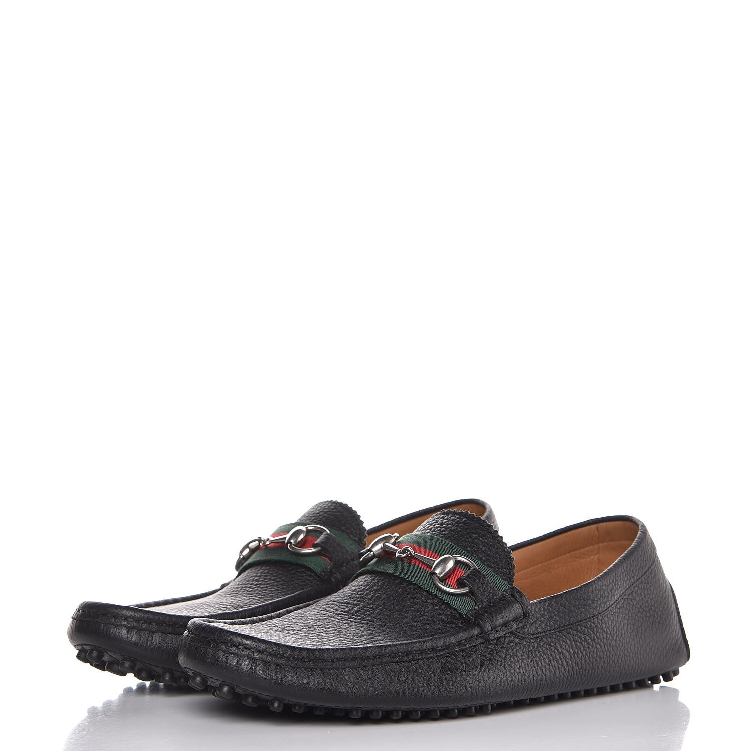 Gucci Calfskin Web Mens Horsebit Driver Loafers 8.5 Black 3 of 9