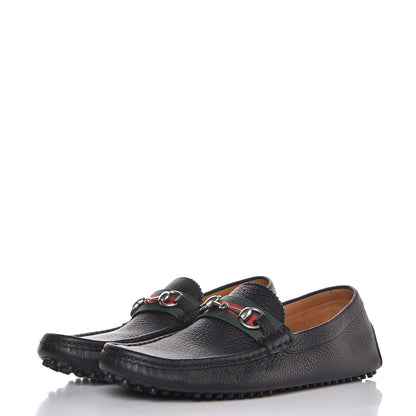 Gucci Calfskin Web Mens Horsebit Driver Loafers 8.5 Black 3 of 9