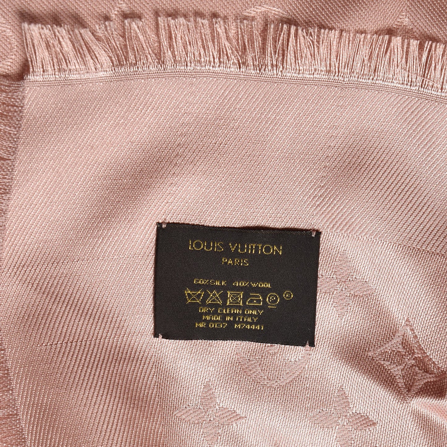 Silk Wool Monogram Shawl Natural