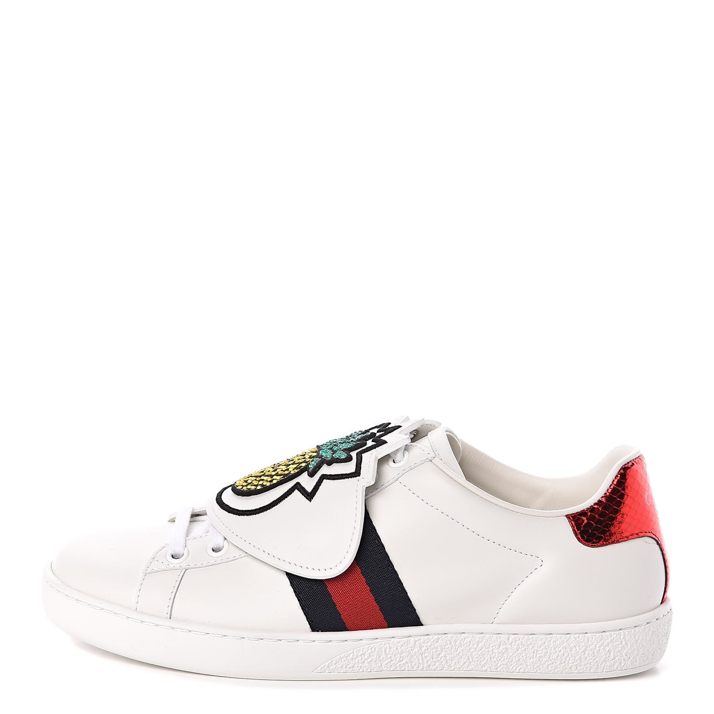 Calfskin Ayers Crystal Web Womens New Ace Pineapple Sneakers 37 White