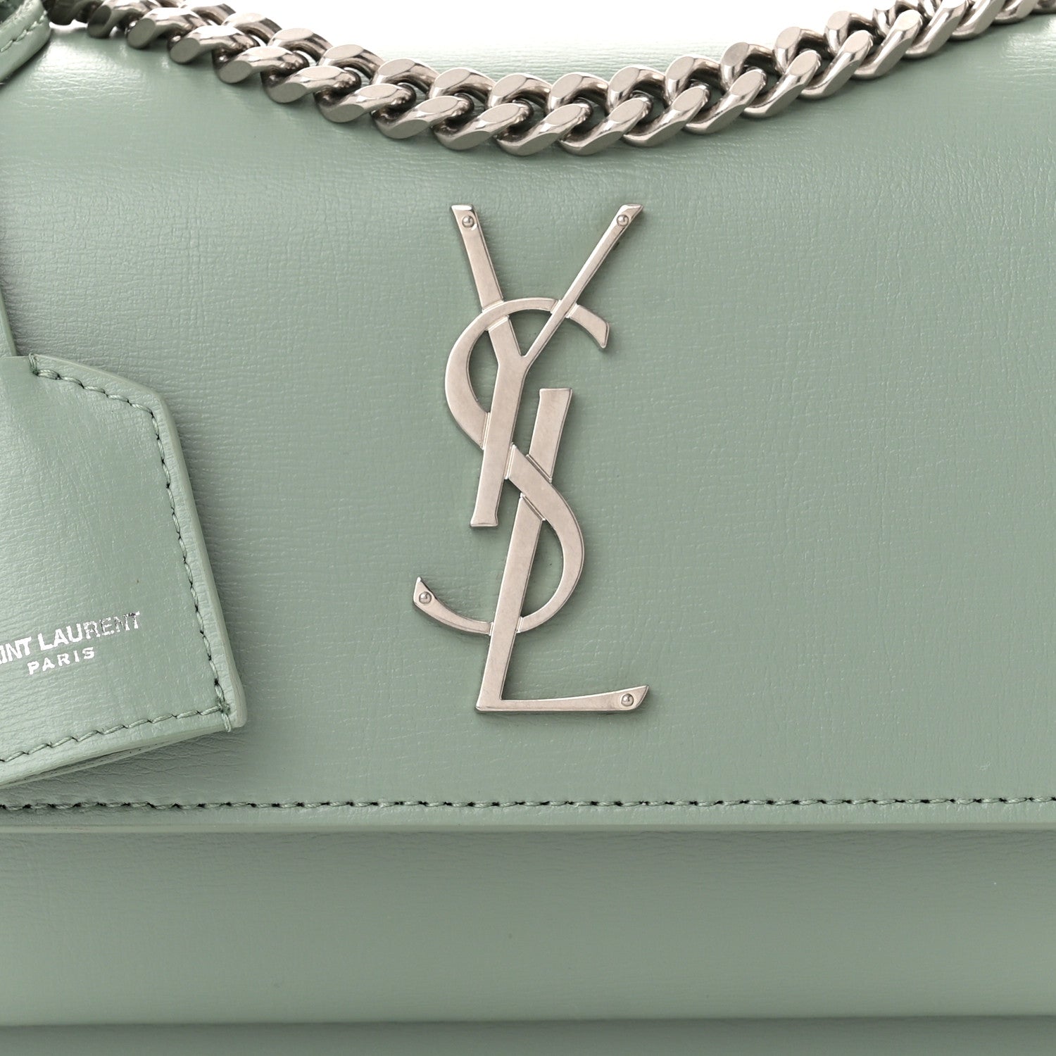 Saint Laurent Calfskin Small Monogram Sunset Vert Opaline 7 of 9