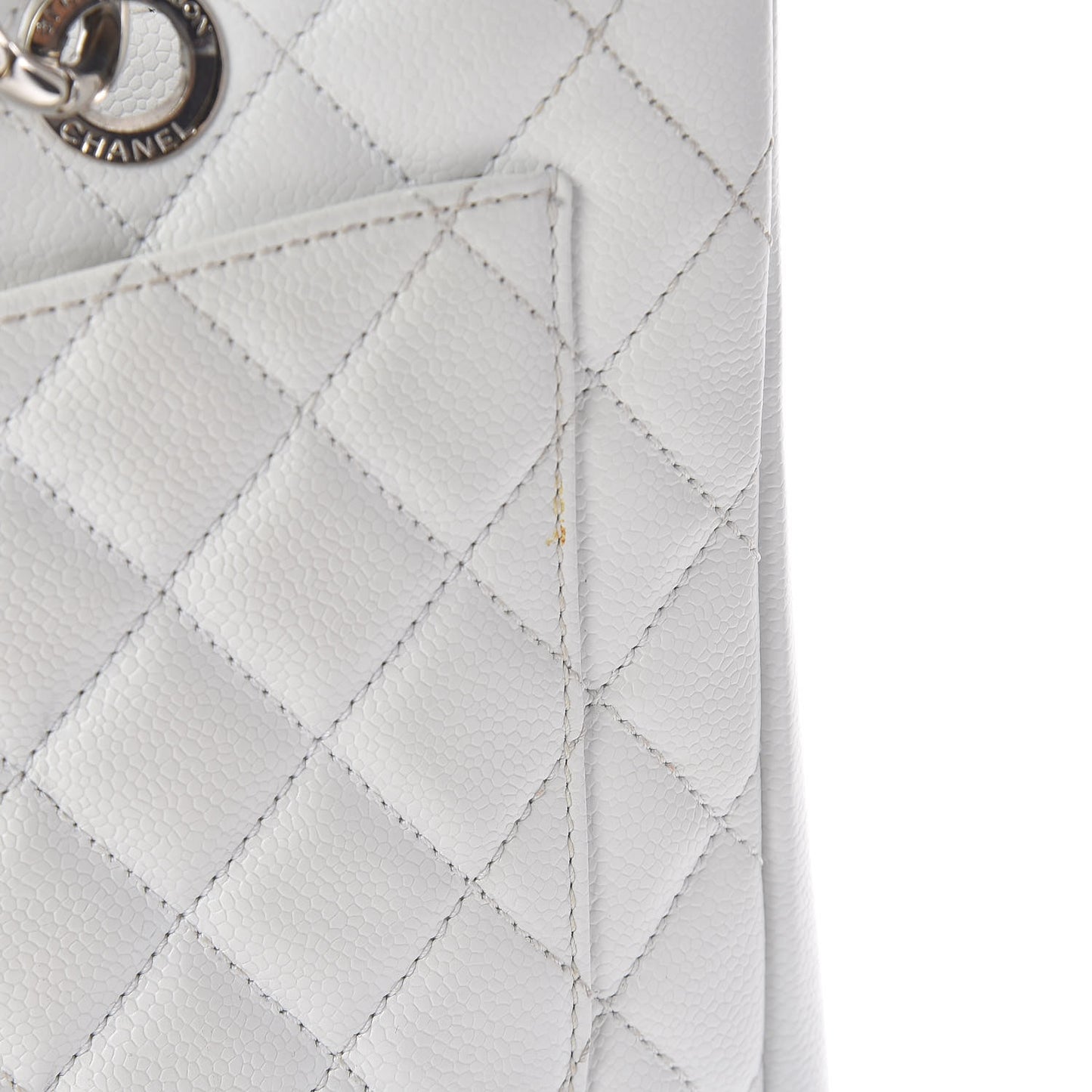Caviar Quilted Grand Shopping Tote GST White