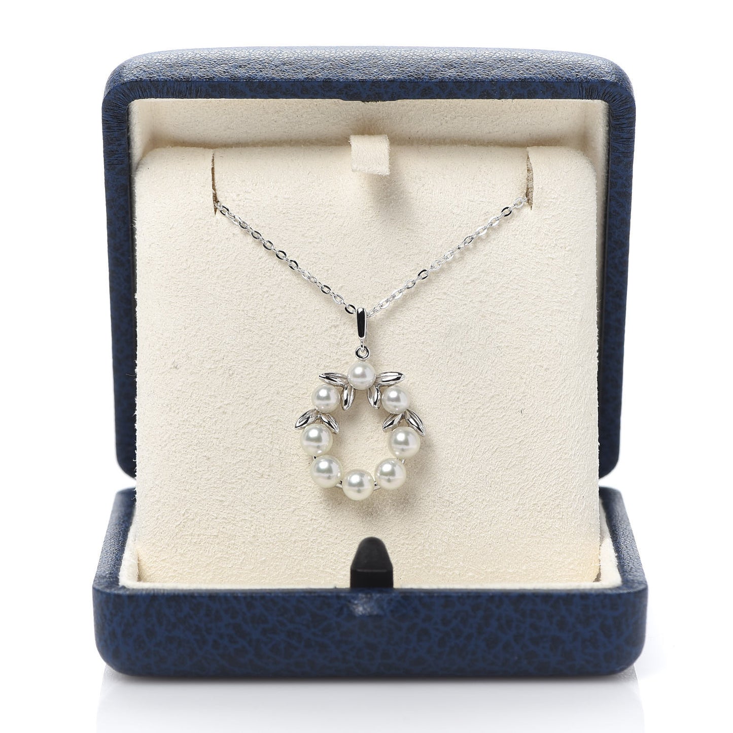Sterling Silver Akoya Pearl Wreath Pendant Necklace